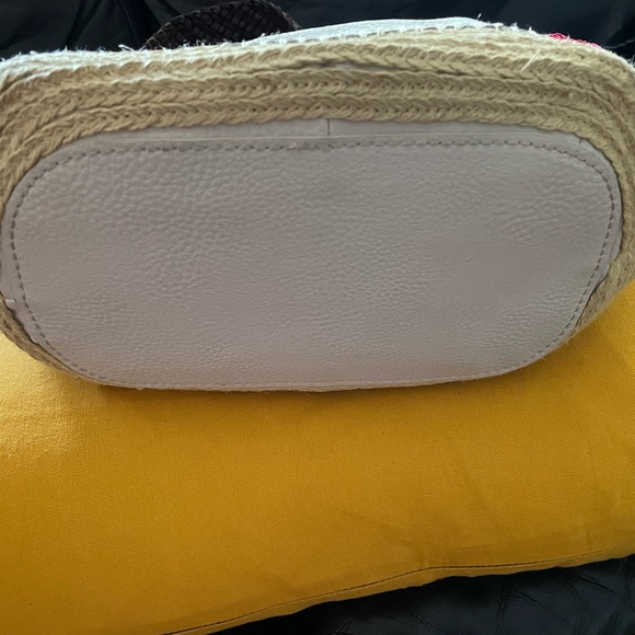 The Sak Sierra Leather Bag Purse Off White Pink Crochet Woven Trim Shopper Stone - Picture 4 of 11